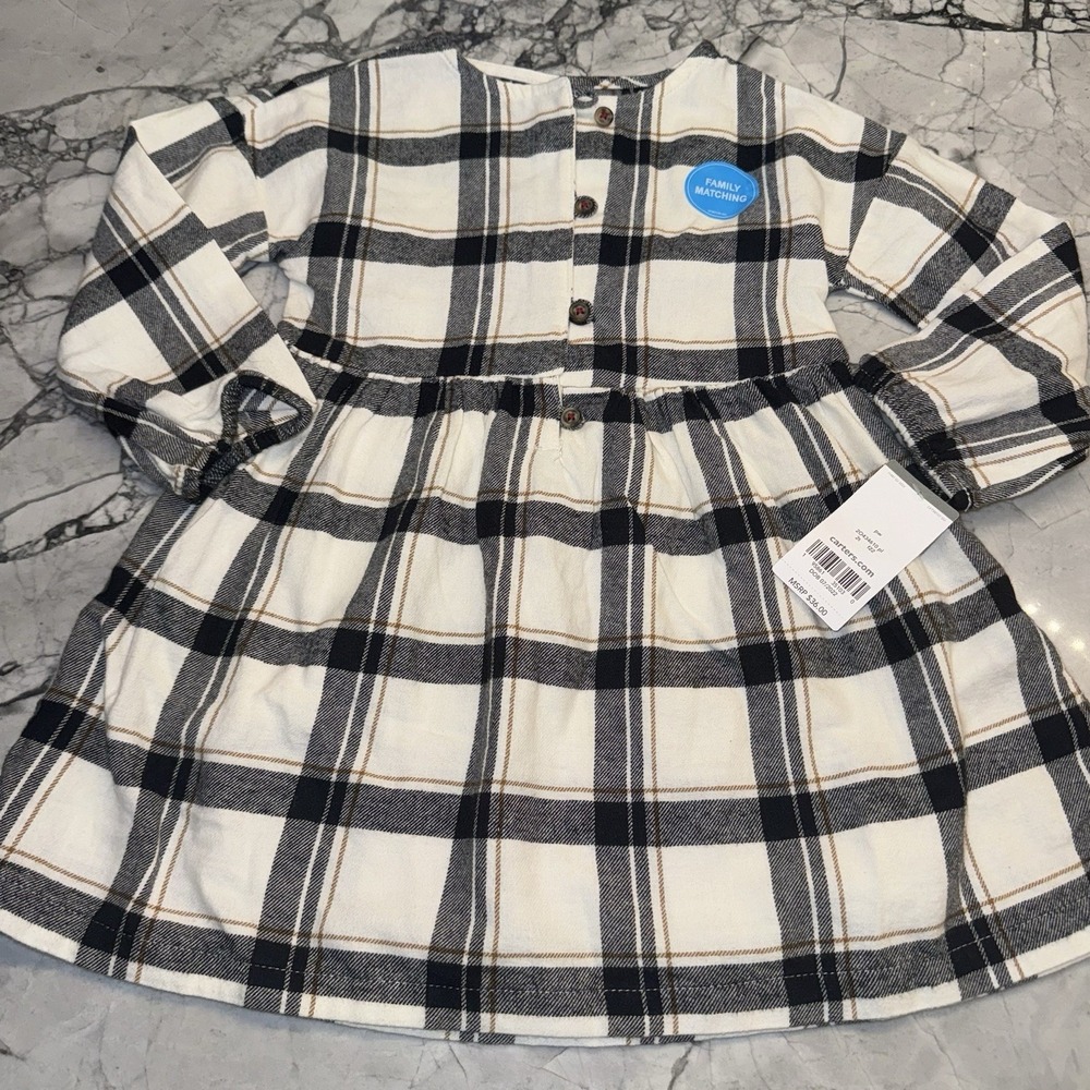 Carters Girls 2T Plaid Flannel Dress NEW